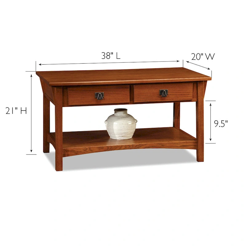 Table basse à deux tiroirs avec étagère