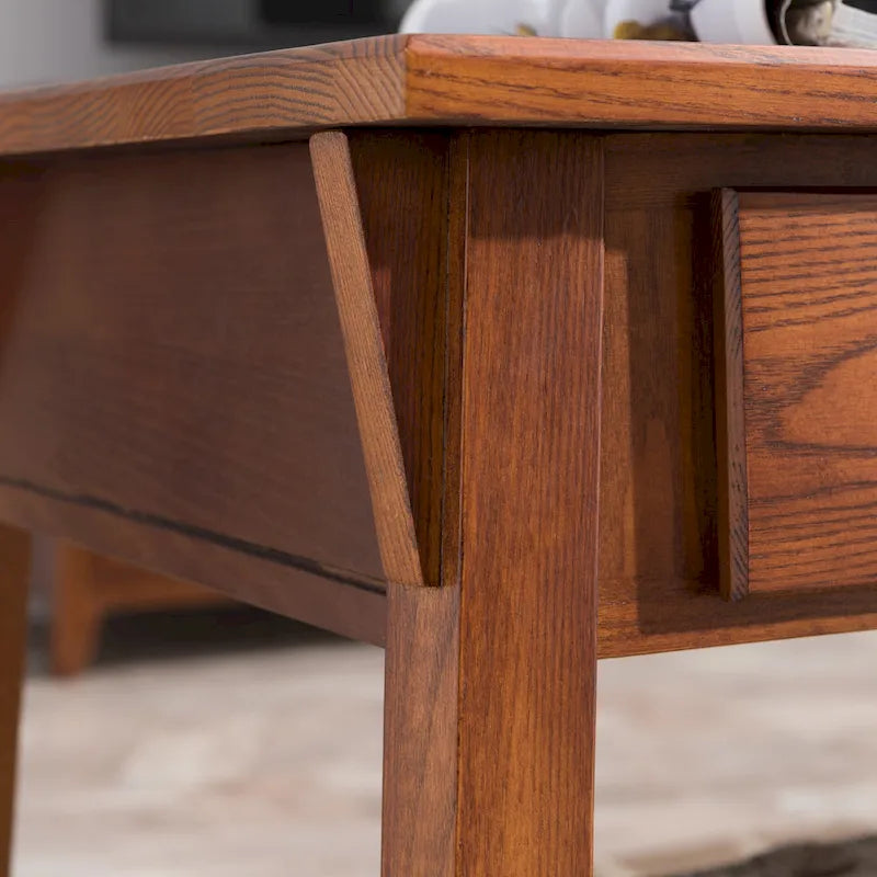 Table basse à deux tiroirs avec étagère