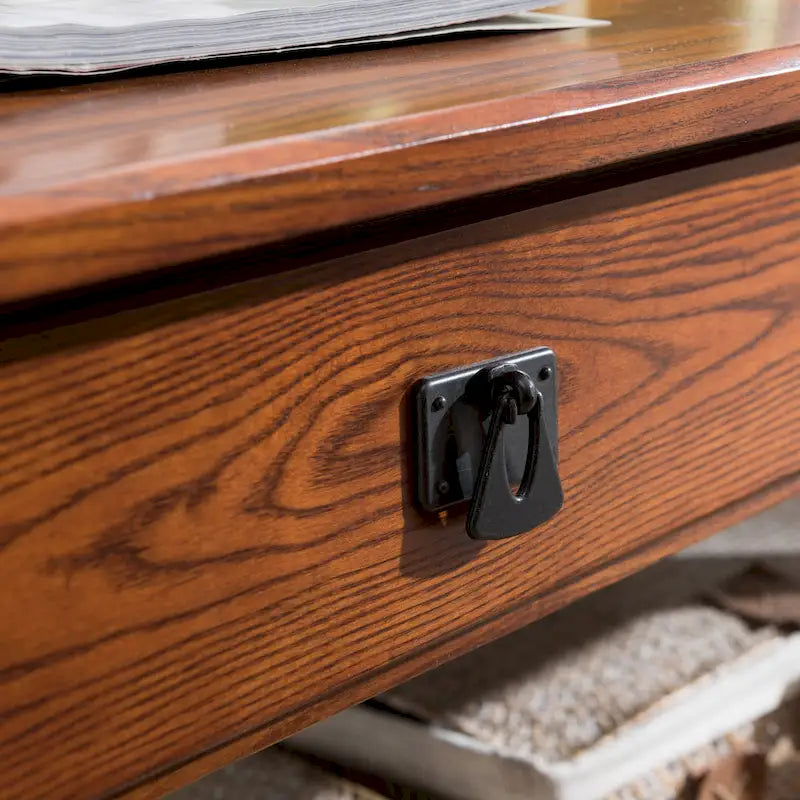 Table basse à deux tiroirs avec étagère