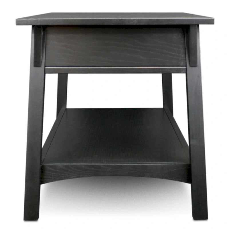 Table basse à deux tiroirs avec étagère