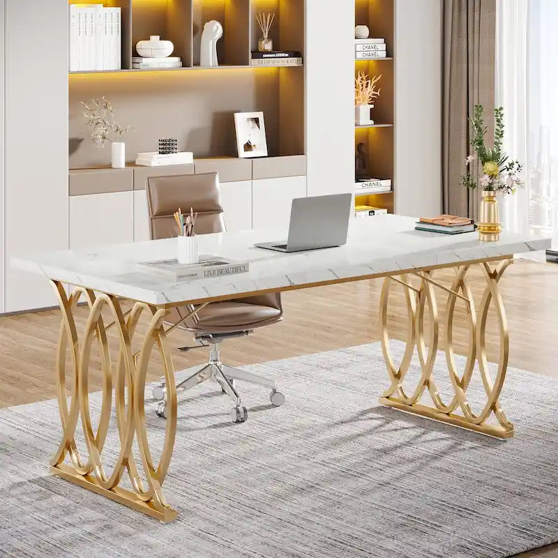 Bureau de direction de 63 pouces, grand bureau d'ordinateur, table de conférence pour 4 à 6 personnes