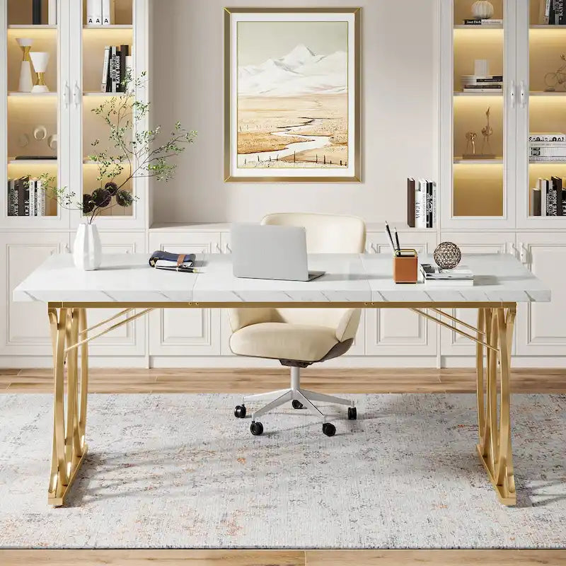 Bureau de direction de 63 pouces, grand bureau d'ordinateur, table de conférence pour 4 à 6 personnes