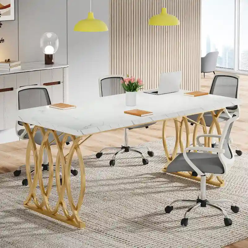 Bureau de direction de 63 pouces, grand bureau d'ordinateur, table de conférence pour 4 à 6 personnes