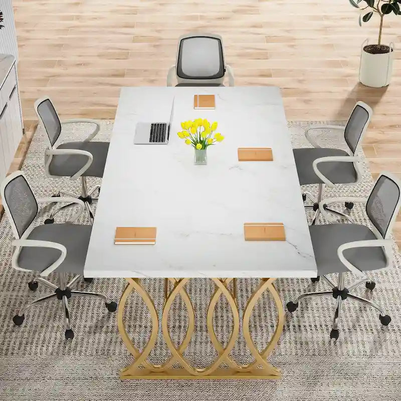Bureau de direction de 63 pouces, grand bureau d'ordinateur, table de conférence pour 4 à 6 personnes