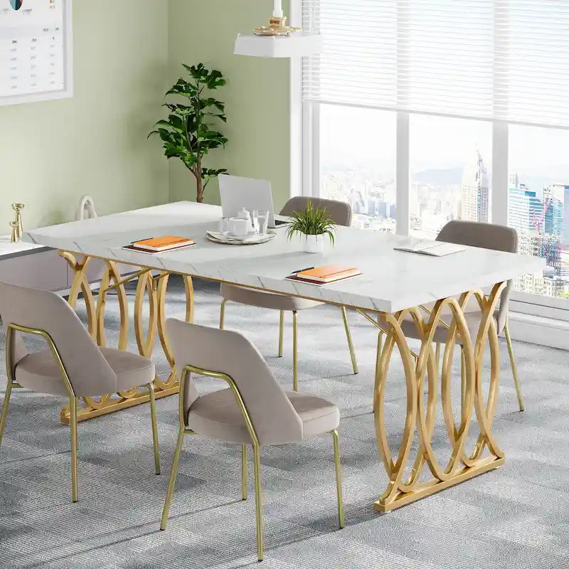 Bureau de direction de 63 pouces, grand bureau d'ordinateur, table de conférence pour 4 à 6 personnes