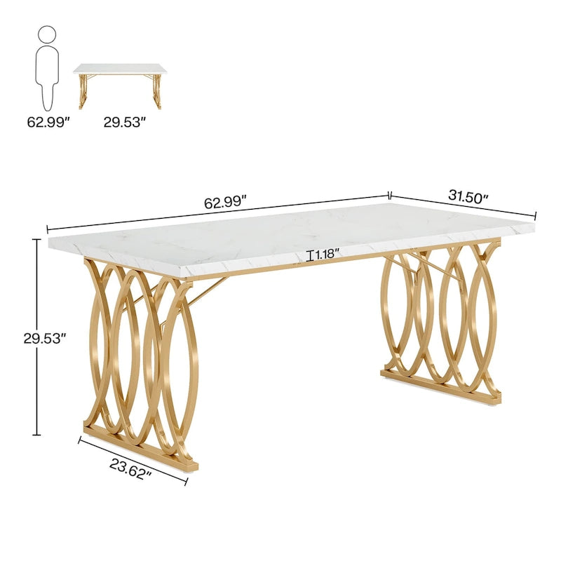 Bureau de direction de 63 pouces, grand bureau d'ordinateur, table de conférence pour 4 à 6 personnes