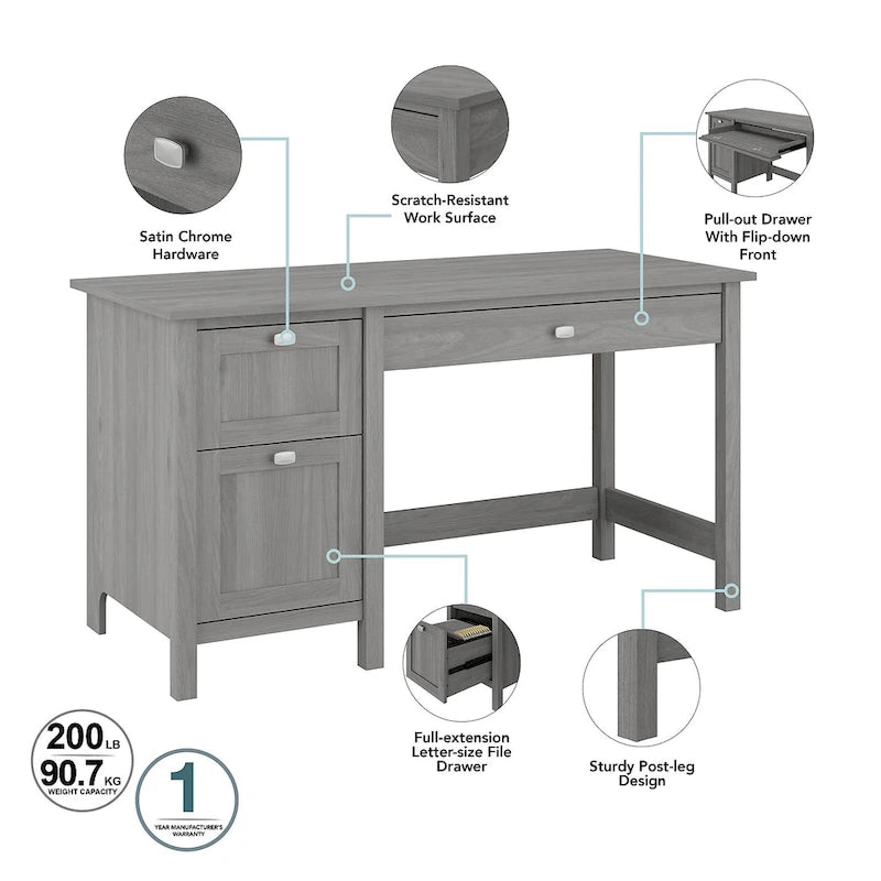 Bureau d'ordinateur 54W avec organisateur de bureau par