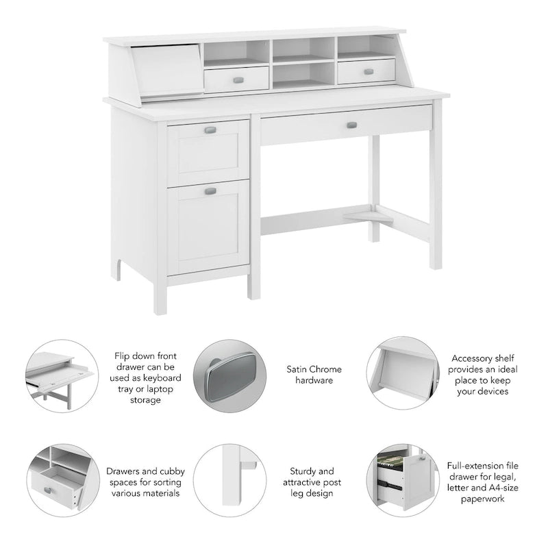 Bureau d'ordinateur 54W avec organisateur de bureau par