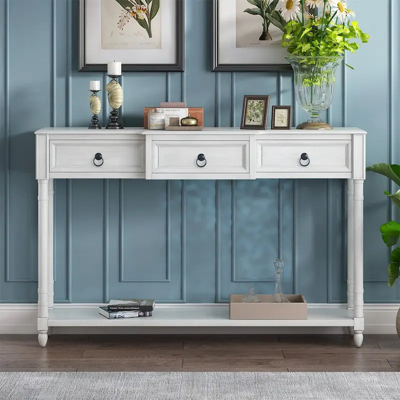 Console pour entrée avec tiroirs saillants et étagère