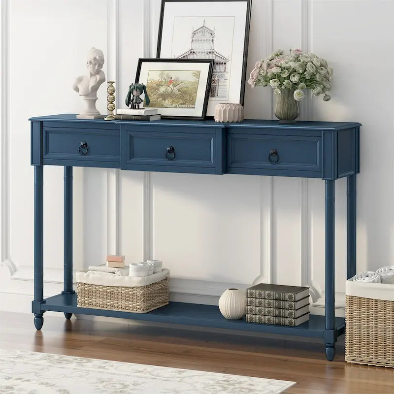 Console pour entrée avec tiroirs saillants et étagère