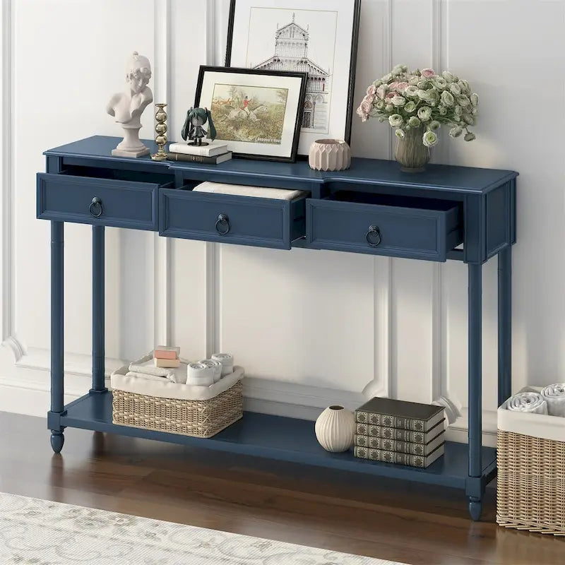 Console pour entrée avec tiroirs saillants et étagère