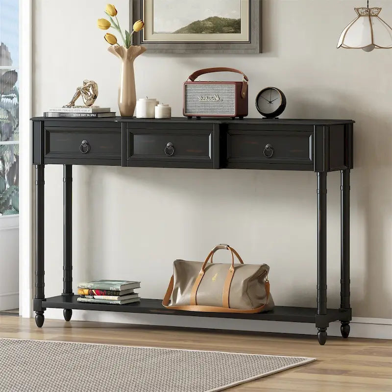 Console pour entrée avec tiroirs saillants et étagère