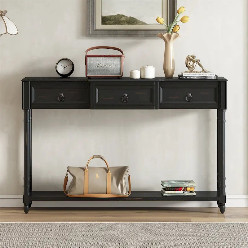 Console pour entrée avec tiroirs saillants et étagère