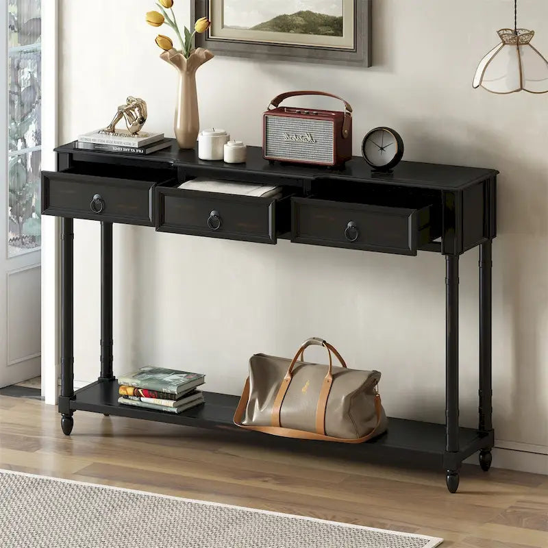 Console pour entrée avec tiroirs saillants et étagère