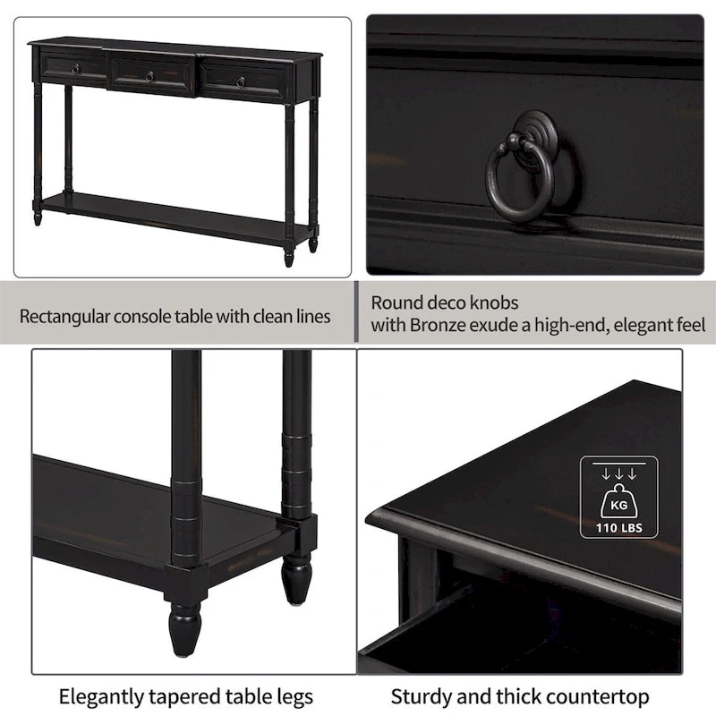 Console pour entrée avec tiroirs saillants et étagère