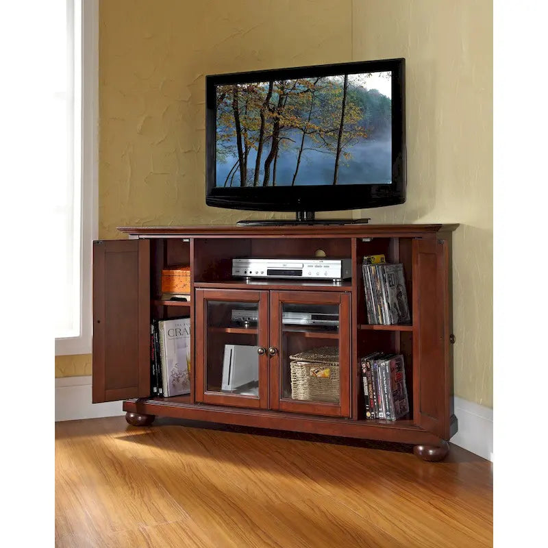 Meuble TV d'angle 48 po acajou vintage