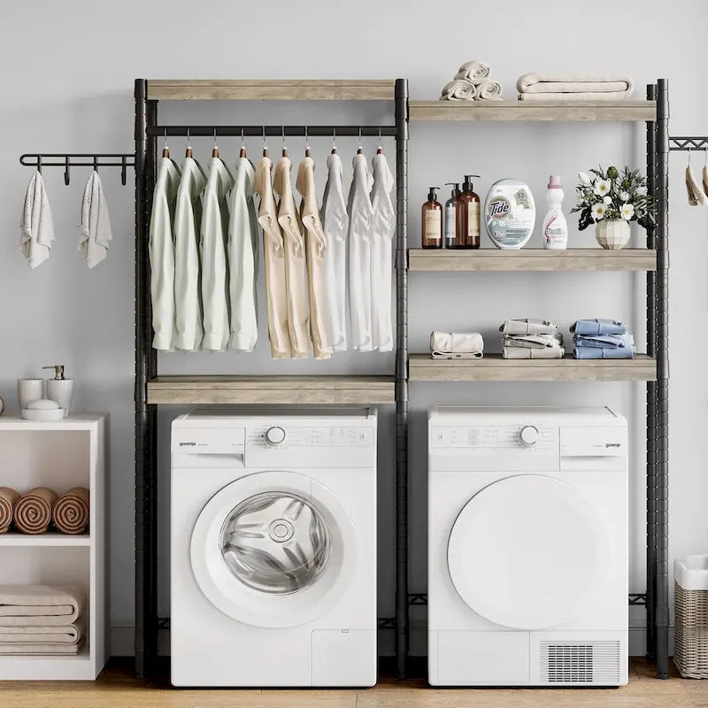 Étagère de rangement en bois à 5 niveaux pour machine à laver et sèche-linge