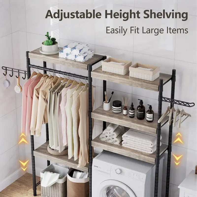 Étagère de rangement en bois à 5 niveaux pour machine à laver et sèche-linge