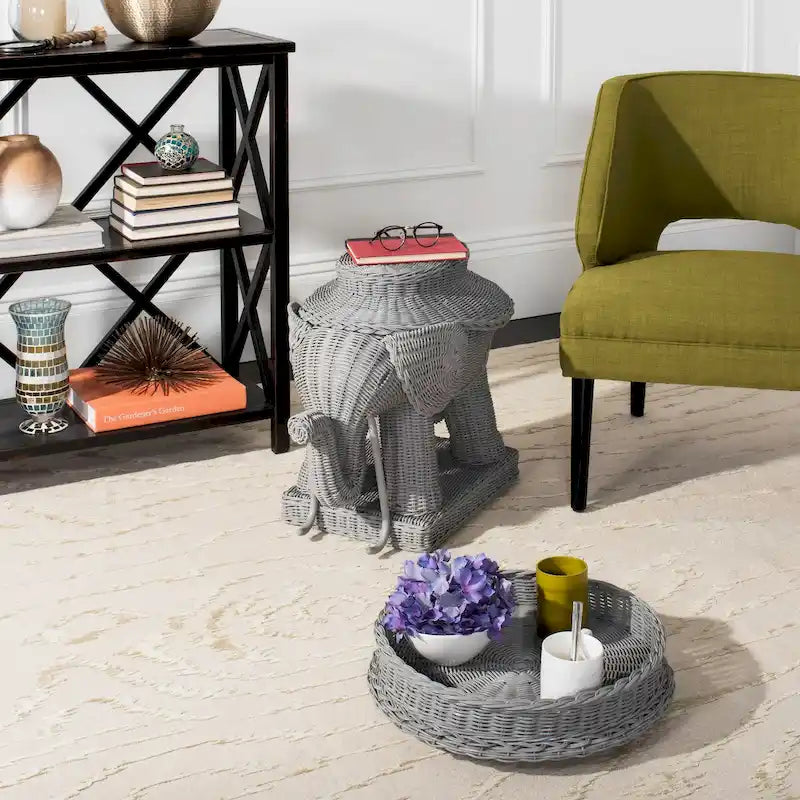 Table d'appoint naturelle avec rangement - 25 x 17,5 x 21,5 - 25 larg. x 18 prof. x 22 haut.