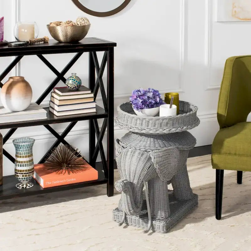 Table d'appoint naturelle avec rangement - 25 x 17,5 x 21,5 - 25 larg. x 18 prof. x 22 haut.