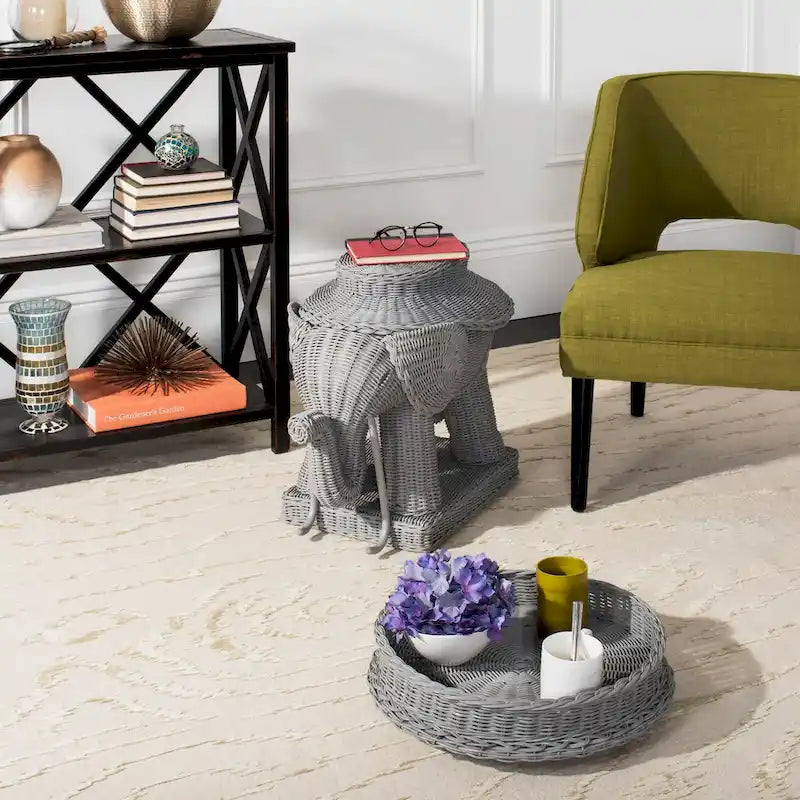 Table d'appoint naturelle avec rangement - 25 x 17,5 x 21,5 - 25 larg. x 18 prof. x 22 haut.