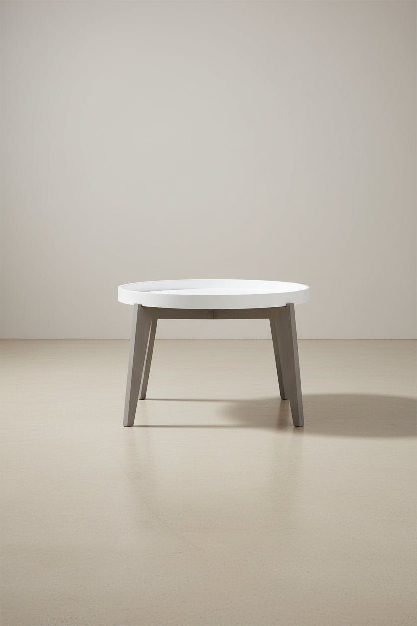 Table d'appoint laquée blanche/grise - 0 - 32 x 32 x 18 - 32L x 32P x 18H