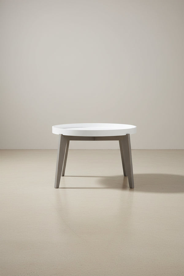 Table d'appoint laquée blanche/grise - 0 - 32 x 32 x 18 - 32L x 32P x 18H