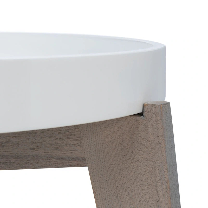 Table d'appoint laquée blanche/grise - 0 - 32 x 32 x 18 - 32L x 32P x 18H