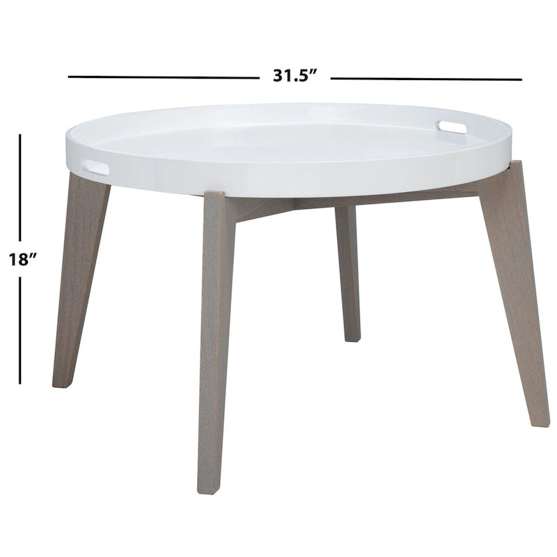 Table d'appoint laquée blanche/grise - 0 - 32 x 32 x 18 - 32L x 32P x 18H