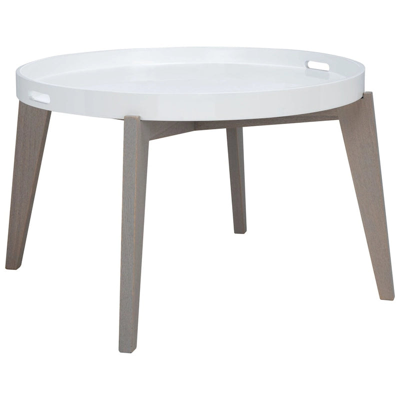 Table d'appoint laquée blanche/grise - 0 - 32 x 32 x 18 - 32L x 32P x 18H