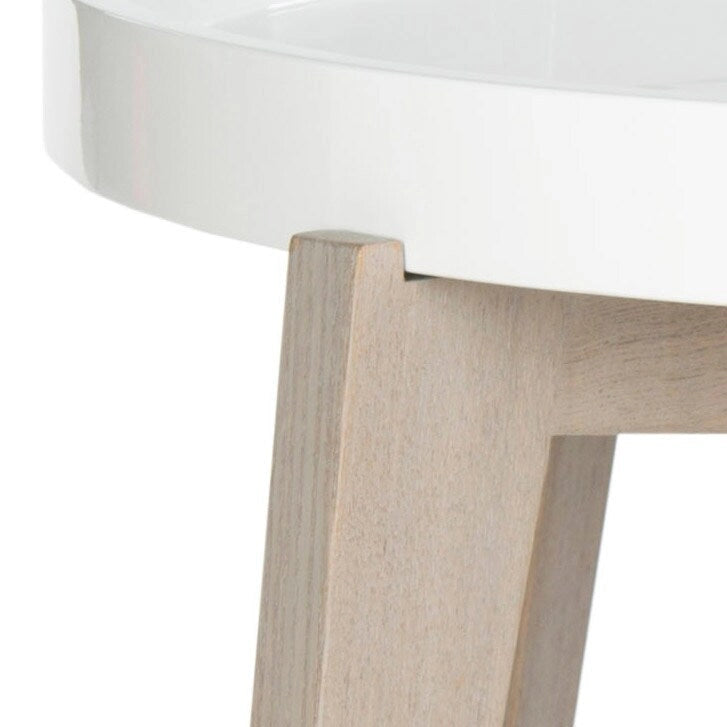 Table d'appoint laquée blanche/grise - 0 - 32 x 32 x 18 - 32L x 32P x 18H