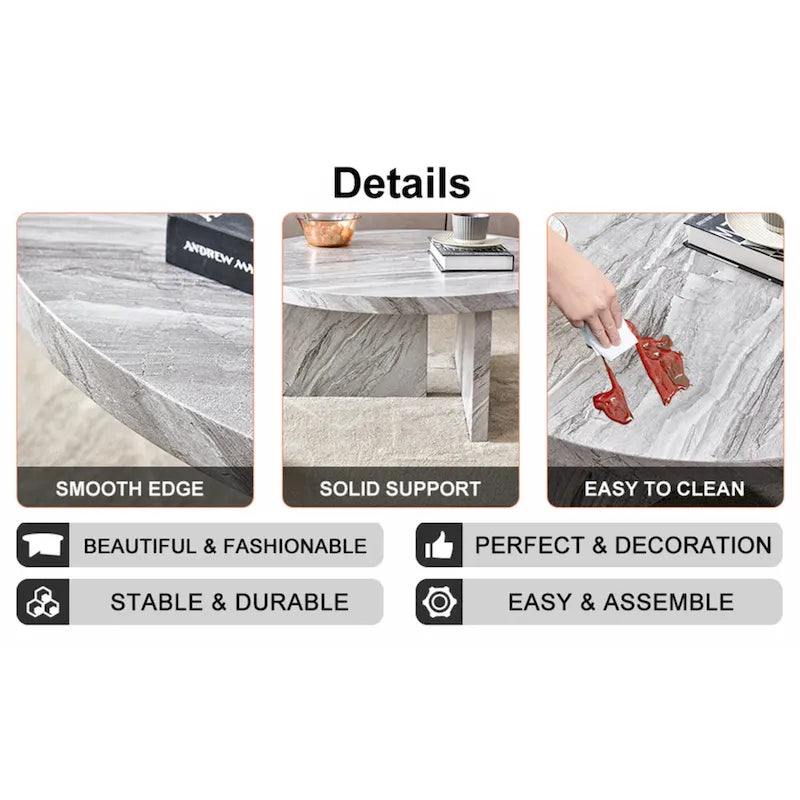 Une table basse à motifs circulaires en MDF blanc, adaptée aux petits espaces et aux salons.