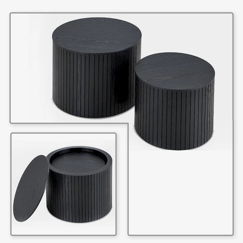Ensemble de tables basses gigognes deux pièces modernes et élégantes avec plateau amovible