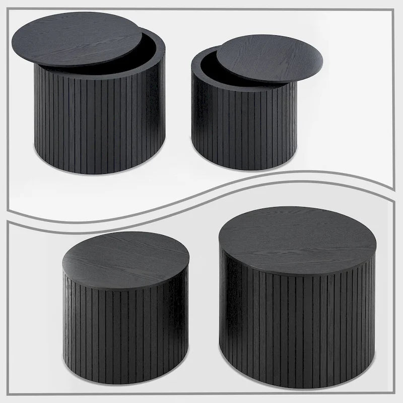 Ensemble de tables basses gigognes deux pièces modernes et élégantes avec plateau amovible