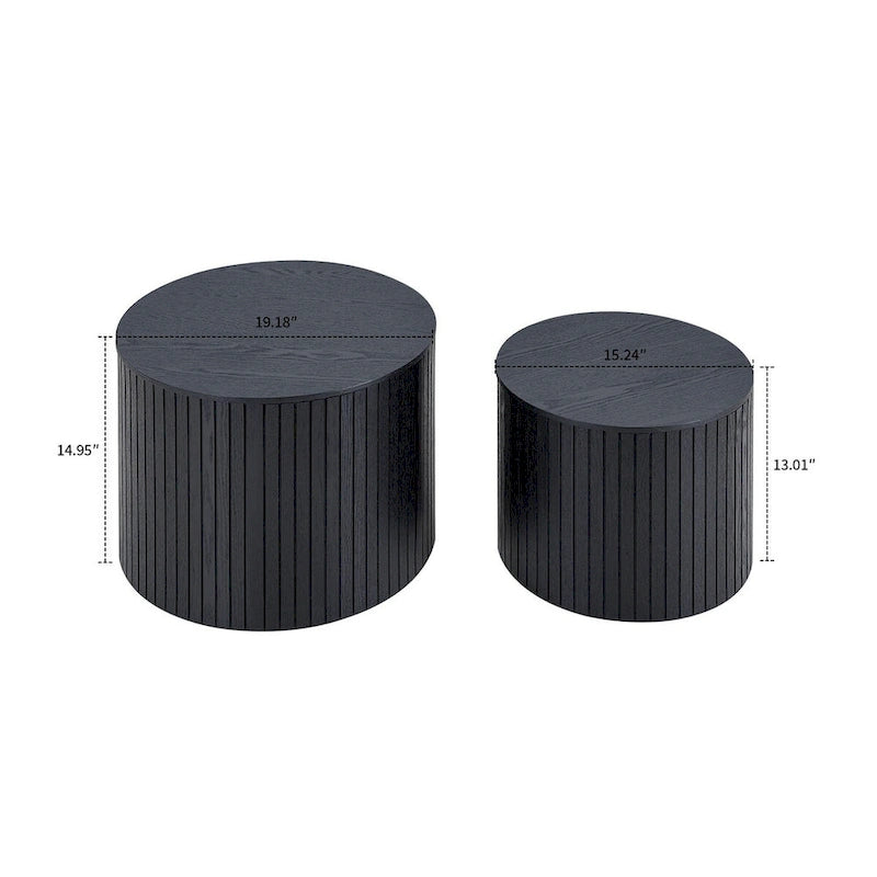 Ensemble de tables basses gigognes deux pièces modernes et élégantes avec plateau amovible