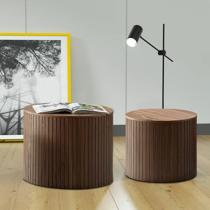 Ensemble de tables basses gigognes deux pièces modernes et élégantes avec plateau amovible