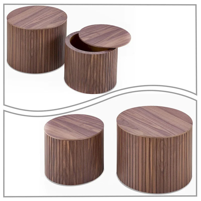 Ensemble de tables basses gigognes deux pièces modernes et élégantes avec plateau amovible