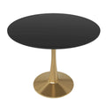 Table à manger ronde de 35" pour 4 personnes avec plateau en MDF et base en acier doré, pour cuisine et salle à manger