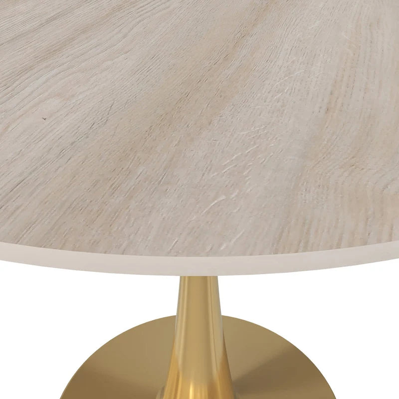 Table à manger ronde de 35" pour 4 personnes avec plateau en MDF et base en acier doré, pour cuisine et salle à manger
