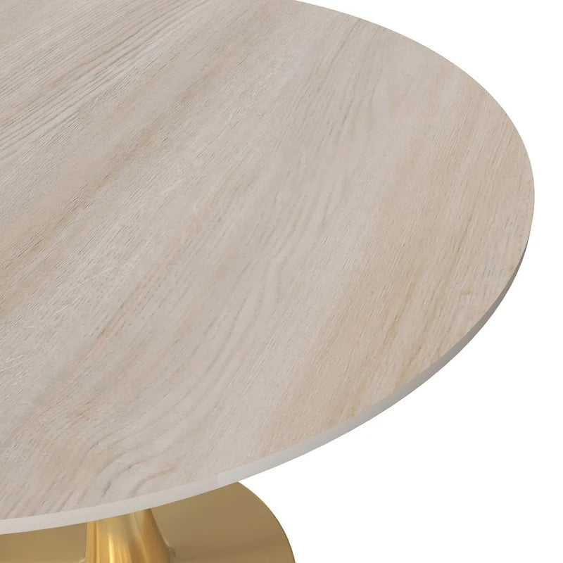 Table à manger ronde de 35" pour 4 personnes avec plateau en MDF et base en acier doré, pour cuisine et salle à manger