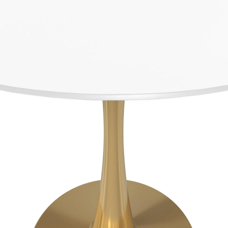 Table à manger ronde de 35" pour 4 personnes avec plateau en MDF et base en acier doré, pour cuisine et salle à manger