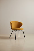 Lot de 2 chaises de salle à manger en tissu bouclette orange avec pieds en fer noir