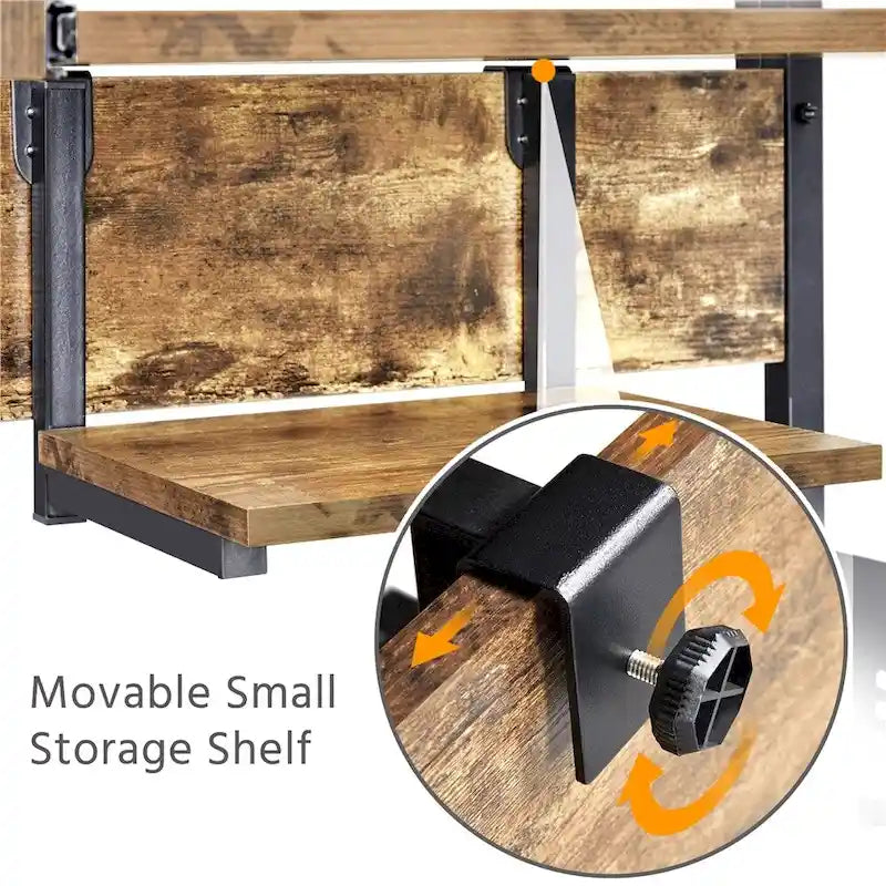 Bureau d'ordinateur portable avec 4 étagères et tablette coulissante pour clavier