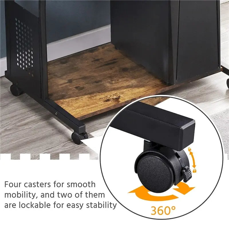Bureau d'ordinateur portable avec 4 étagères et tablette coulissante pour clavier
