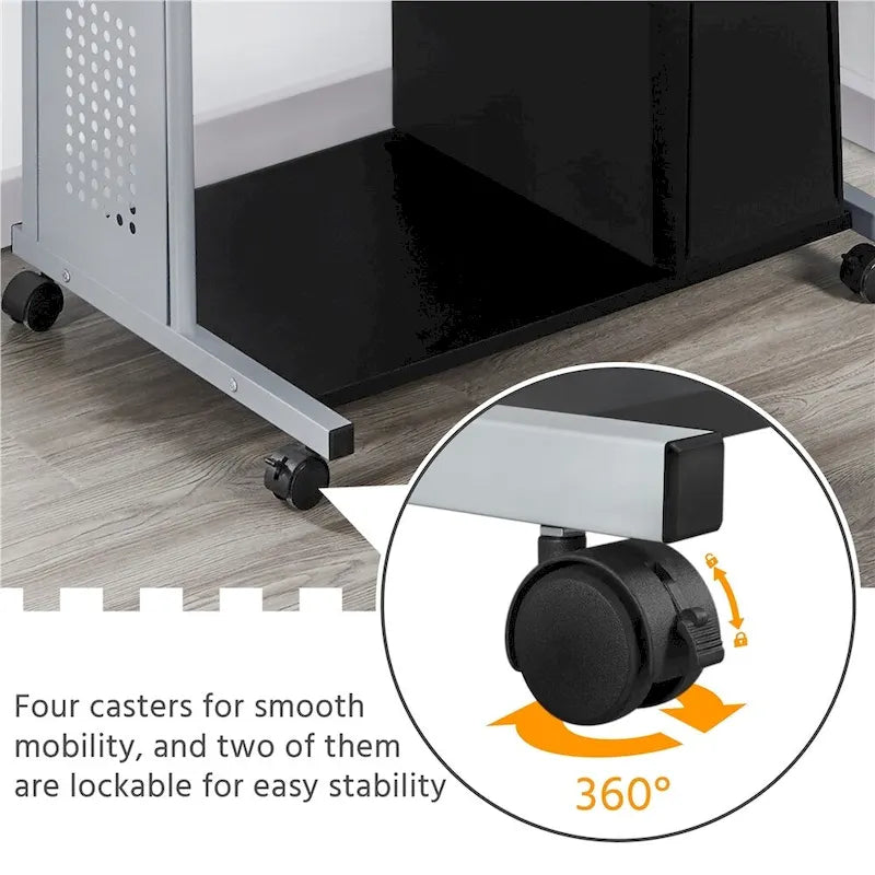Bureau d'ordinateur portable avec 4 étagères et tablette coulissante pour clavier