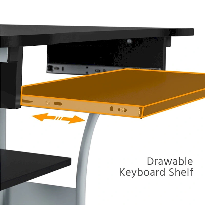 Bureau d'ordinateur portable avec 4 étagères et tablette coulissante pour clavier