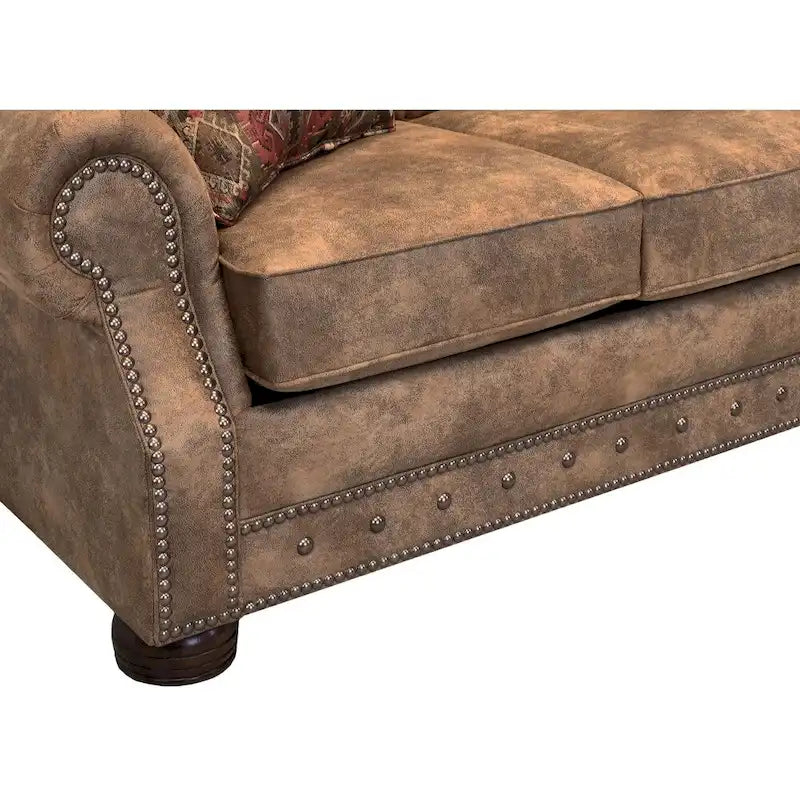 Canapé-lit rembourré en tissu suédine marron rustique - 37 x 86 x 40