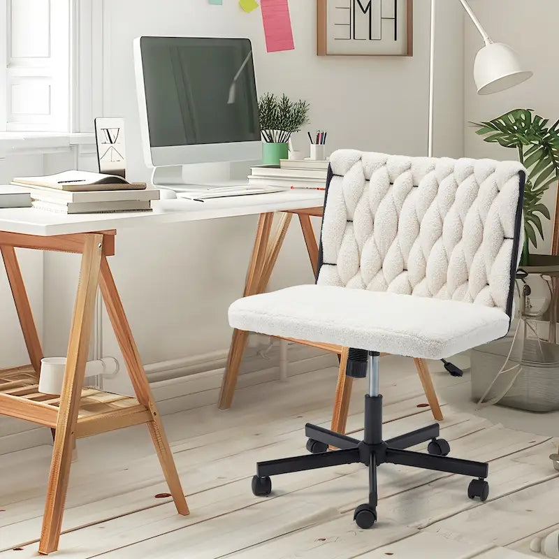 Chaise de bureau à jambes croiséesChaise Criss Cross sans accoudoirs avec roulettesRéglable en hauteur pour le bureau, la chambre, le salon - N/A