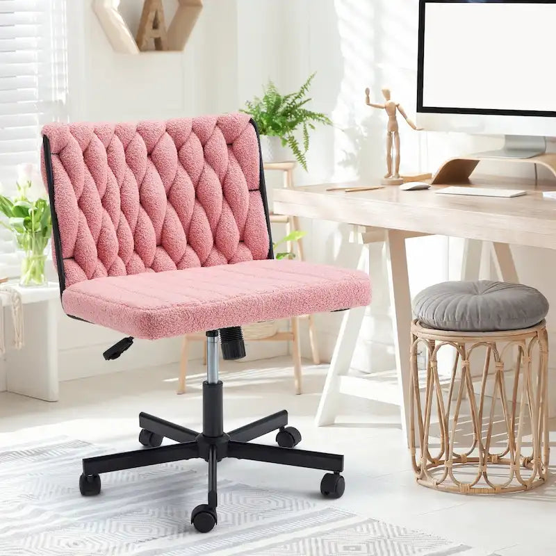 Chaise de bureau à jambes croiséesChaise Criss Cross sans accoudoirs avec roulettesRéglable en hauteur pour le bureau, la chambre, le salon - N/A