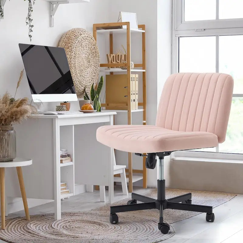 Chaise de bureau à jambes croiséesChaise Criss Cross sans accoudoirs avec roulettesRéglable en hauteur pour le bureau, la chambre, le salon - N/A